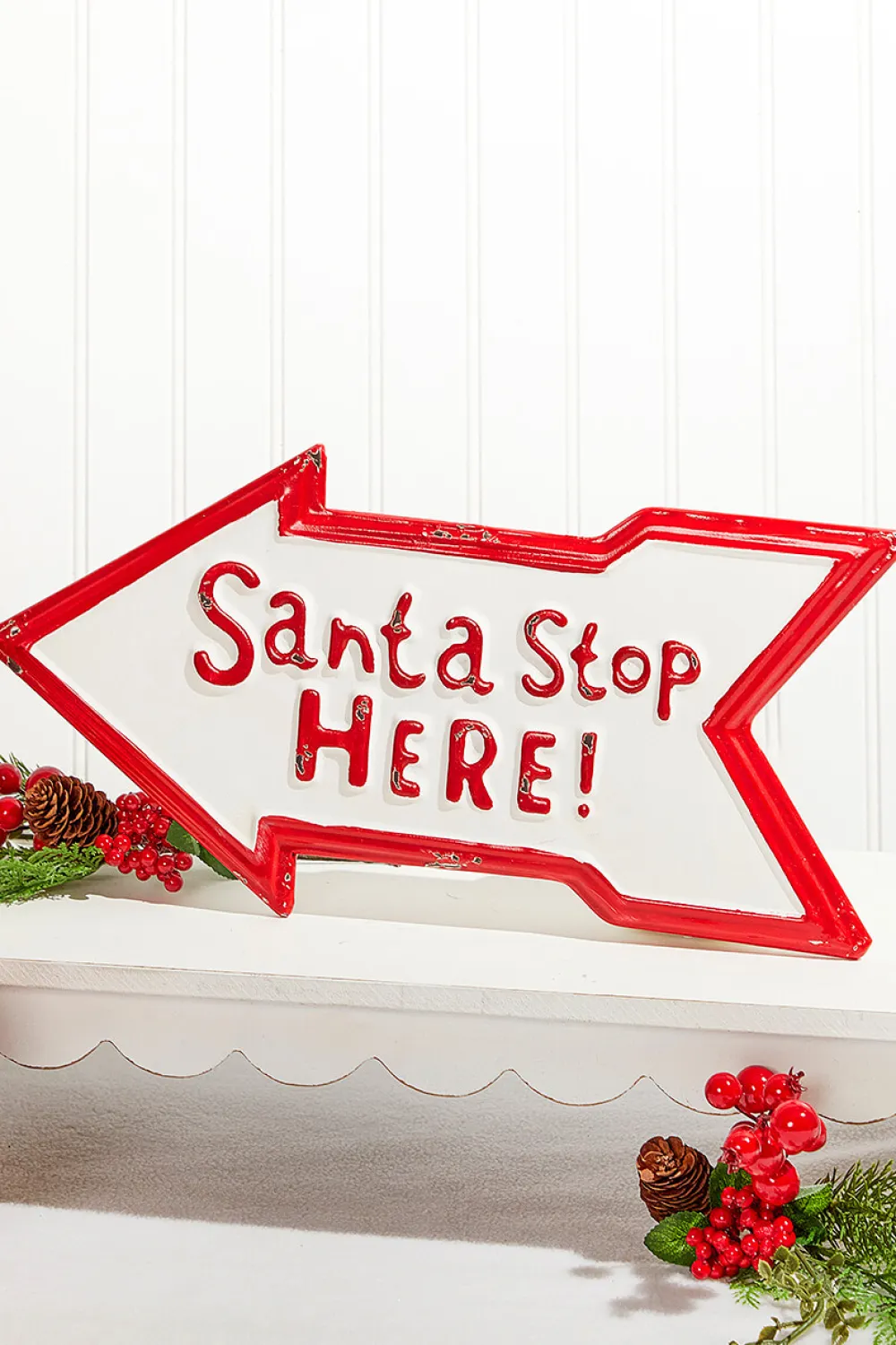 Decorator's Warehouse 17" x 9" Santa Stop Here Metal Sign > Best Sellers|North Pole Party
