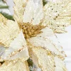 Decorator's Warehouse 22” x 14" Sheer Glitter Poinsettia Stem - Champagne > Christmas Decor|Jewel Tones