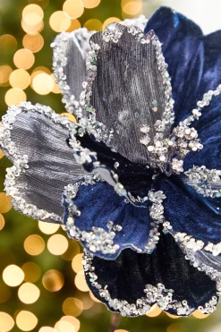 Decorator's Warehouse 19" x 9" Silver & Dark Blue Magnolia Stem > Nutcracker|2026 New Additions