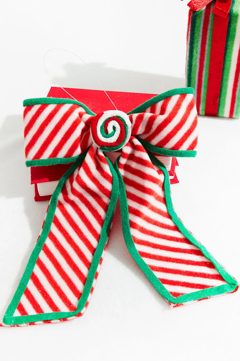 Decorator's Warehouse 11” x 9” Stripe Bow Ornament > North Pole Party