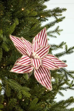 Decorator's Warehouse 20" x 12" Striped Poinsettia Stem > Believe|Farmhouse