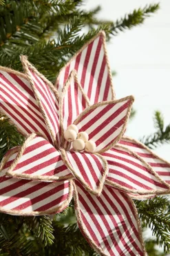 Decorator's Warehouse 20" x 12" Striped Poinsettia Stem > Believe|Farmhouse