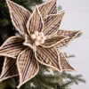 Decorator's Warehouse 22” x 13" Stripe Poinsettia Stem > Winter Woodland|Christmas Flowers