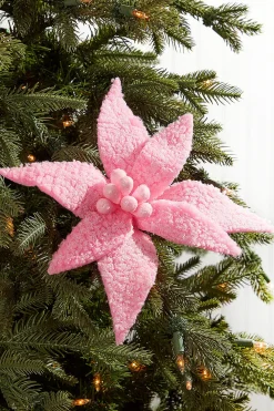 Decorator's Warehouse 20” x 12" Sugared Cotton Candy Poinsettia Stem > Christmas Decor|Valentine'S Decor