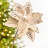 Decorator's Warehouse 19" x 12" Taupe & Platinum Poinsettia Stem > Sugar & Spice|Christmas Decor