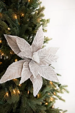 Decorator's Warehouse 22” x 14.5" Taupe Sugar Poinsettia Stem > Winter Woodland|Christmas Flowers