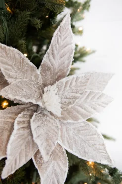 Decorator's Warehouse 22” x 14.5" Taupe Sugar Poinsettia Stem > Winter Woodland|Christmas Flowers