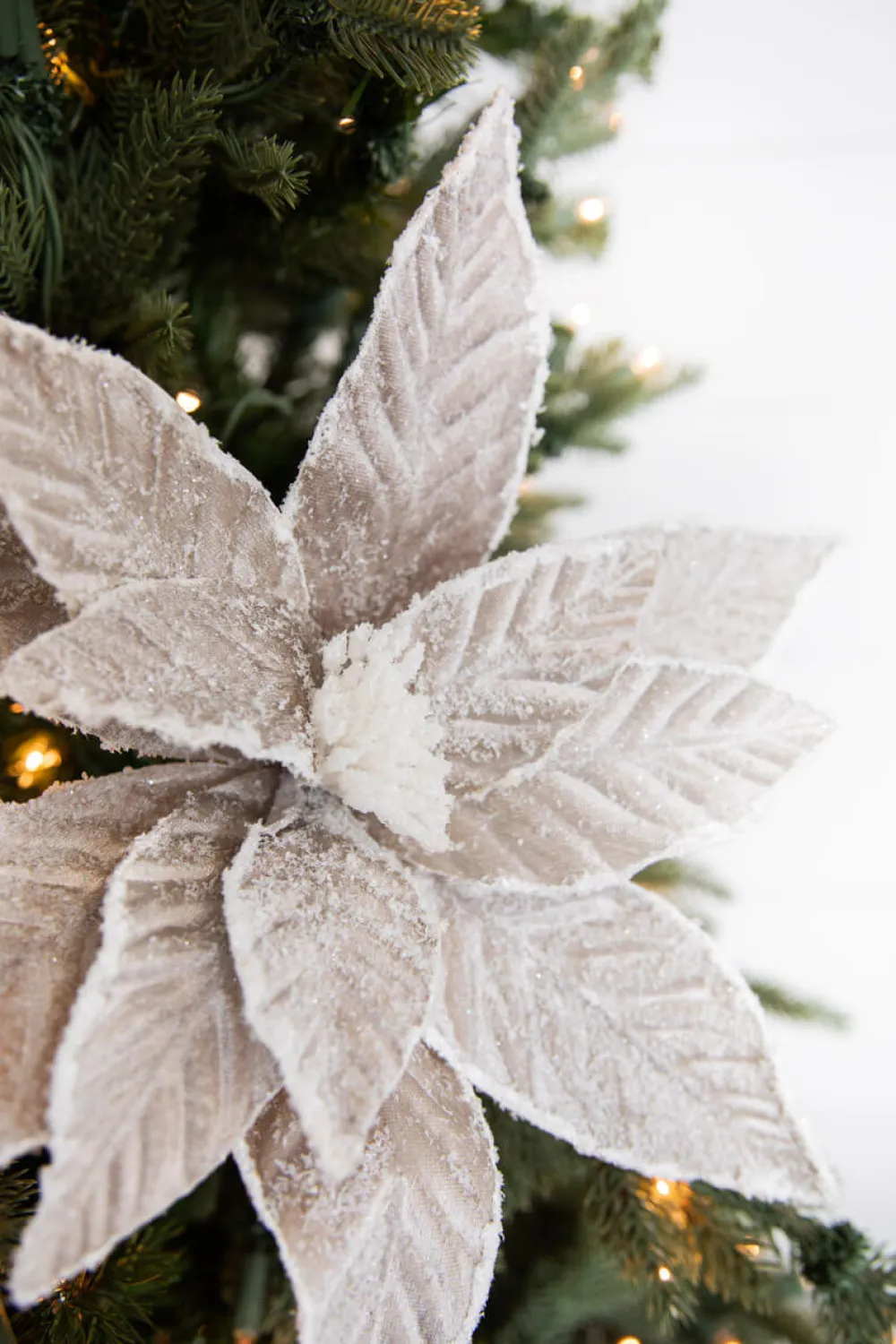 Decorator's Warehouse 22” x 14.5" Taupe Sugar Poinsettia Stem > Winter Woodland|Christmas Flowers