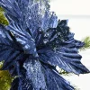 Decorator's Warehouse 20" x 12" Velvet Glitter Poinsettia - Navy > Christmas Decor|Merry & Bright
