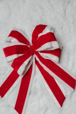 Decorator's Warehouse 16" x 10” Velvet Ice Fur Double Bow Ornament > Christmas Decor|Patriotic Decor