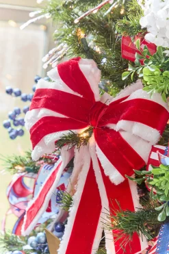 Decorator's Warehouse 16" x 10” Velvet Ice Fur Double Bow Ornament > Christmas Decor|Patriotic Decor
