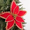 Decorator's Warehouse 24” x 12" Velvet Jewel Edge Gold Trim Poinsettia Stem > Nutcracker|Classic Christmas