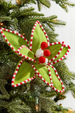 Decorator's Warehouse 11” x 11" Velvet Peppermint Edge Poinsettia Pick > Christmas Decor|Storyville