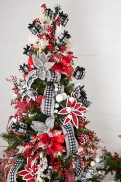 Decorator's Warehouse 24” x 13" Velvet/Plaid Poinsettia Stem > Best Sellers|Christmas Sale