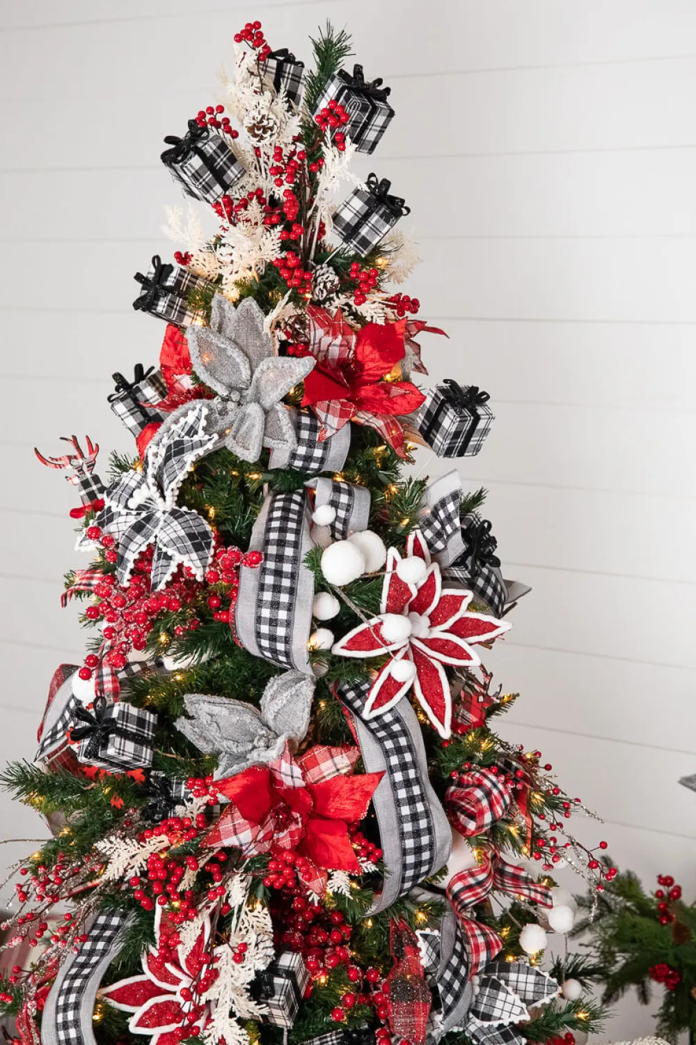 Decorator's Warehouse 24” x 13" Velvet/Plaid Poinsettia Stem > Best Sellers|Christmas Sale