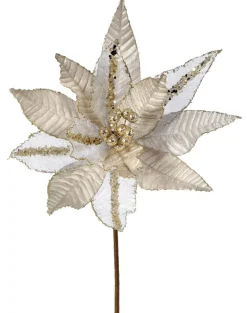 Decorator's Warehouse 20” x 13" Velvet Sheer Blush Poinsettia Stem > Christmas Decor|Natural Elegance