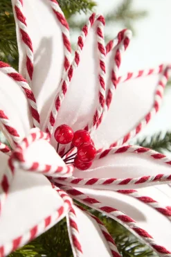 Decorator's Warehouse 19" x 12" White and Red Poinsettia Stem > Christmas Decor|Believe