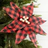 Decorator's Warehouse 22” x 13" Wood Bead Buffalo Check Poinsettia Stem > Farmhouse|Christmas Flowers