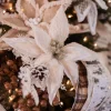 Decorator's Warehouse 24” x 13.5" Woolly/Fur Poinsettia Stem > Sugar & Spice|Christmas Decor
