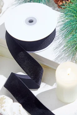 Decorator's Warehouse 1.5" x 10 Yard Black Unwired Velvet Ribbon > Christmas Ribbon|Nutcracker