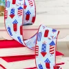 Decorator's Warehouse 2.5" x 10 Yard Blue Firecracker Fourth Of July Ribbon > Patriotic Decor|Patriotic Decor