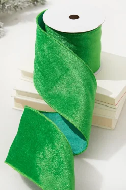 Decorator's Warehouse 4" x 10 Yard Bright Green Wired Velvet Ribbon > Christmas Ribbon|Nutcracker