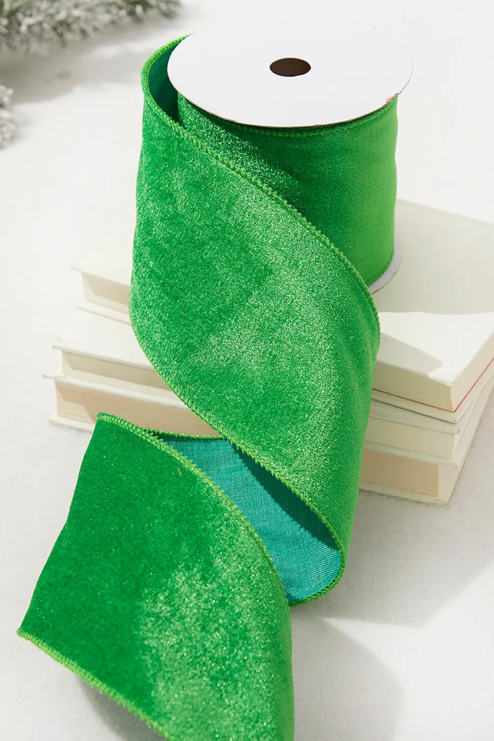 Decorator's Warehouse 4" x 10 Yard Bright Green Wired Velvet Ribbon > Christmas Ribbon|Nutcracker