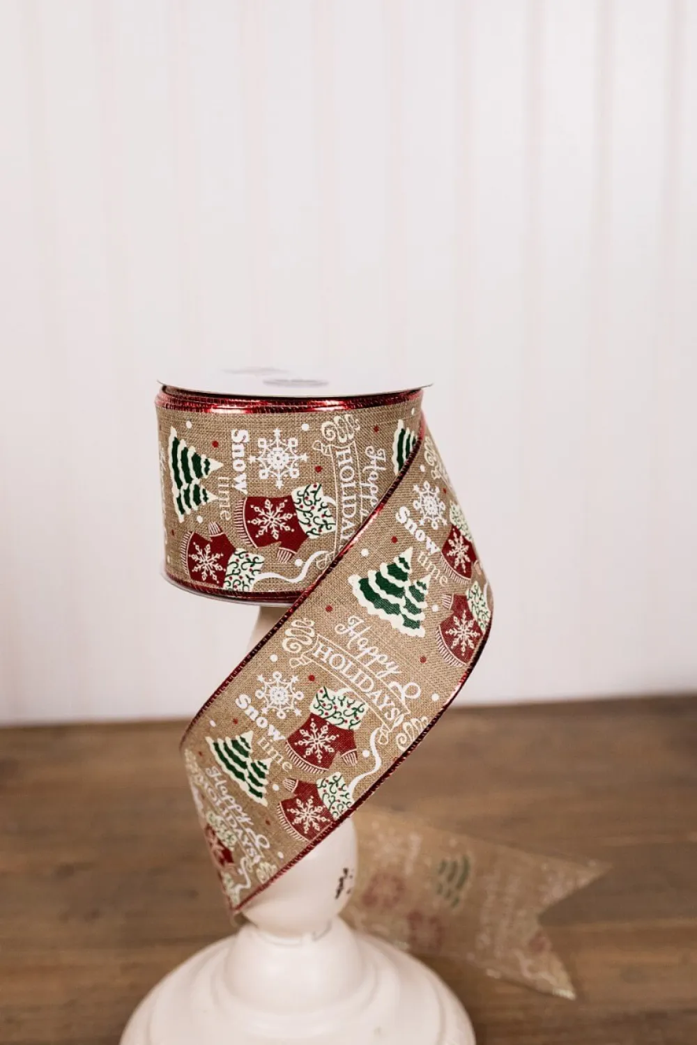 Decorator's Warehouse 2.5” x 10 Yard Brown Happy Holidays Christmas Ribbon > Christmas Ribbon|Christmas Sale