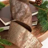 Decorator's Warehouse 4" x 5 Yard Brown Jacquard Dupioni Ribbon > Winter Woodland|Christmas Ribbon