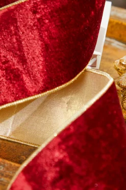 Decorator's Warehouse 4" x 5 Yard Burgundy Sheldon Velvet Wired Ribbon > Jewel Tones|Christmas Decor
