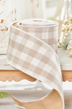 Decorator's Warehouse 4" x 5 Yard Cotton Checks Tafetta Ribbon > Winter Woodland|Christmas Ribbon