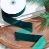 Decorator's Warehouse 1.5" x 10 Yard Dark Green Unwired Velvet Ribbon > Christmas Ribbon|Nutcracker