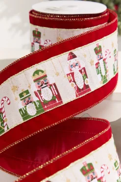 Decorator's Warehouse 4" x 10 Yard Dark Red Nutcracker Velvet Ribbon > Christmas Ribbon|Nutcracker