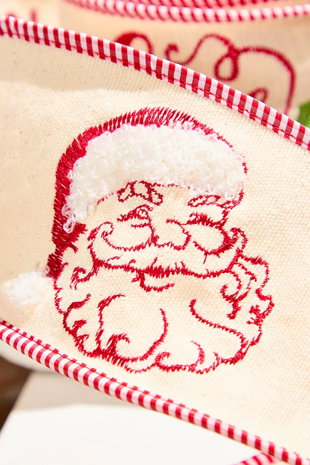 Decorator's Warehouse 4" x 5 Yard Embroidered Santa Face/Believe Ribbon > Christmas Ribbon|Christmas Decor