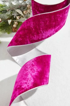 Decorator's Warehouse 4” x 10 Yard Fuchsia Crown Velvet Metallic Back Ribbon > Christmas Ribbon|Valentine'S Ribbon