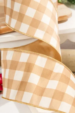 Decorator's Warehouse 4" x 10 Yard Gingerbread Gingham Plaid Ribbon > Kristin'S Picks|Christmas Ribbon