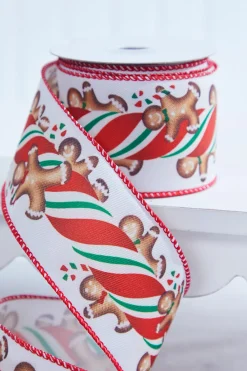 Decorator's Warehouse 2.5" x 10 Yard Gingerbread Man Wired Ribbon > Christmas Decor|Christmas Ribbon