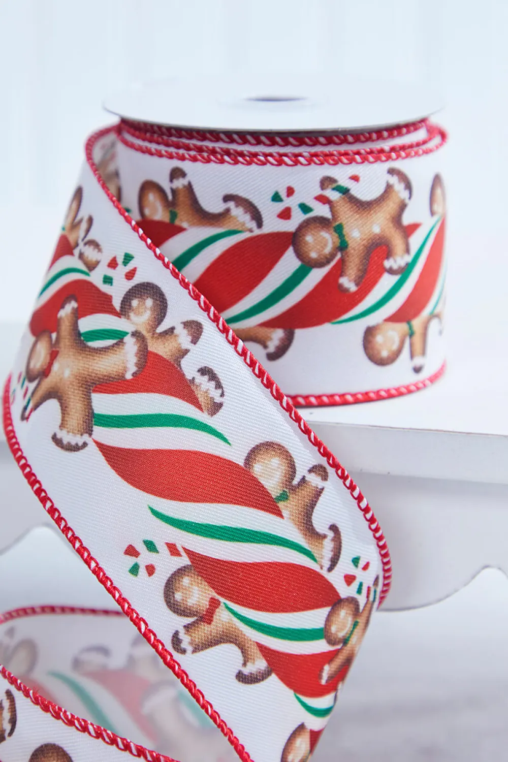 Decorator's Warehouse 2.5" x 10 Yard Gingerbread Man Wired Ribbon > Christmas Decor|Christmas Ribbon