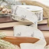 Decorator's Warehouse 1.5" x 10 Yard Glitter Birch Bark On Cotton Ribbon > Winter Woodland|Christmas Ribbon