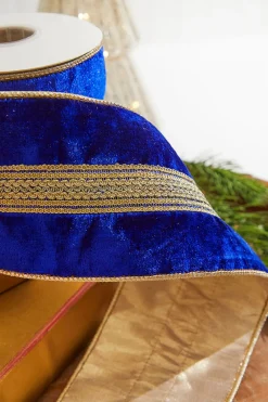 Decorator's Warehouse 4" x 5 Yard Gold Braid Trim Velvet Gold Back Wired Ribbon > Christmas Ribbon|Nutcracker