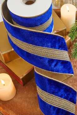 Decorator's Warehouse 4" x 5 Yard Gold Braid Trim Velvet Gold Back Wired Ribbon > Christmas Ribbon|Nutcracker