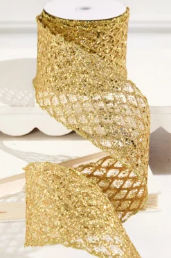 Decorator's Warehouse 4" x 10 Yard Gold Mesh Wired Ribbon > Christmas Ribbon|Nutcracker