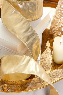 Decorator's Warehouse 2.5" x 10 Yard Gold Metallic Dupioni Wired Ribbon > Christmas Ribbon|Nutcracker