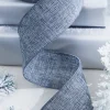 Decorator's Warehouse 2.5" x 10 Yard Gray Linen Wired Ribbon > Christmas Ribbon|Christmas Sale
