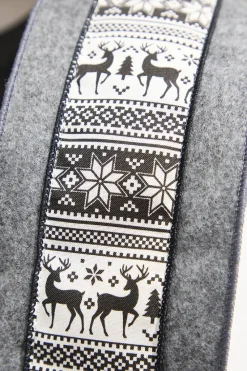 Decorator's Warehouse 4” x 10 Yard Gray Wool Edge Scandinavian Center Stripe Ribbon > Christmas Ribbon|Christmas Sale