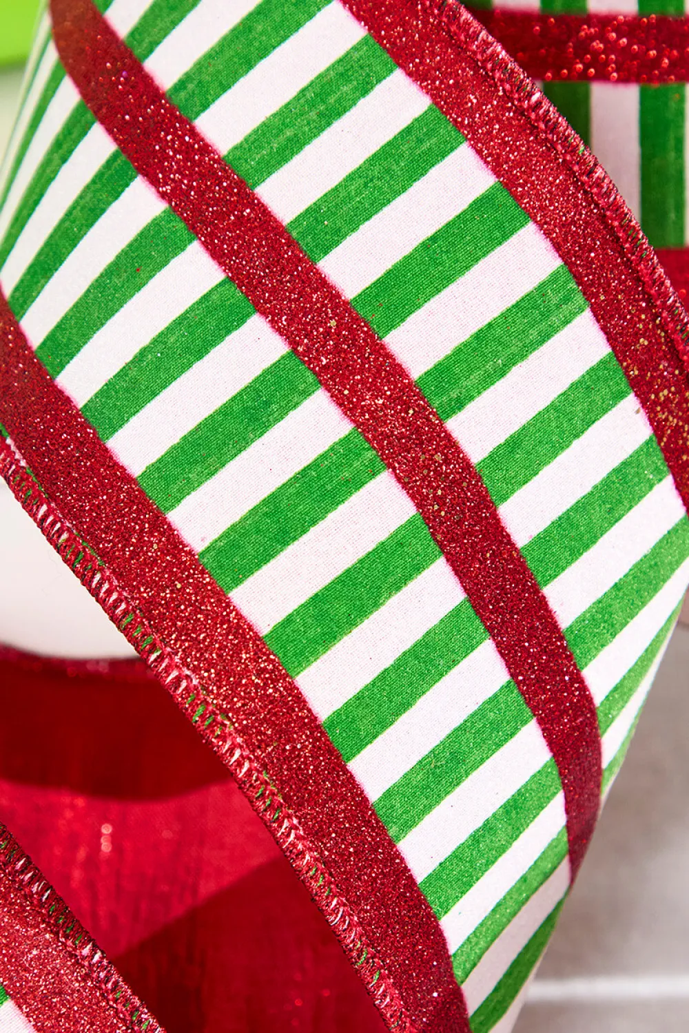 Decorator's Warehouse 4" x 10 Yard Green and White Striped Ribbon > Kristin'S Picks|Storyville