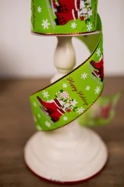 Decorator's Warehouse 2.5” x 10 Yard Green Happy Holidays Christmas Ribbon > Christmas Ribbon|Christmas Decor