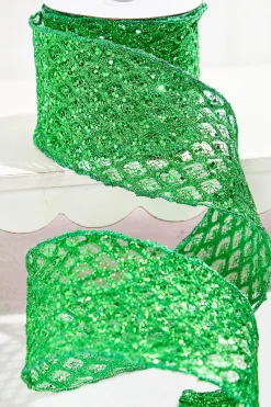 Decorator's Warehouse 4" x 10 Yard Green Mesh Wired Ribbon > Christmas Ribbon|Nutcracker