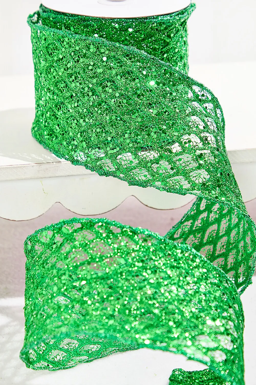 Decorator's Warehouse 4" x 10 Yard Green Mesh Wired Ribbon > Christmas Ribbon|Nutcracker