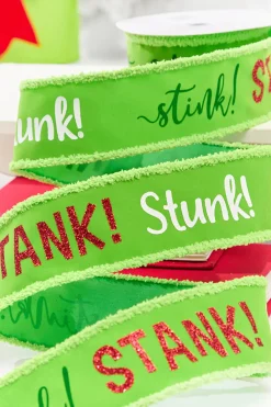 Decorator's Warehouse 2.5" x 10 Yard Green Stink! Stank! Stunk! Velvet Storyville Ribbon > Christmas Ribbon|Storyville